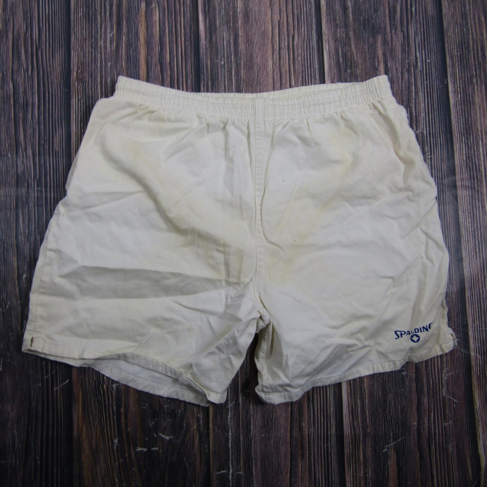 Spalding Athletic Shorts Mens Medium White Cotton Mesh Lined Vintage
